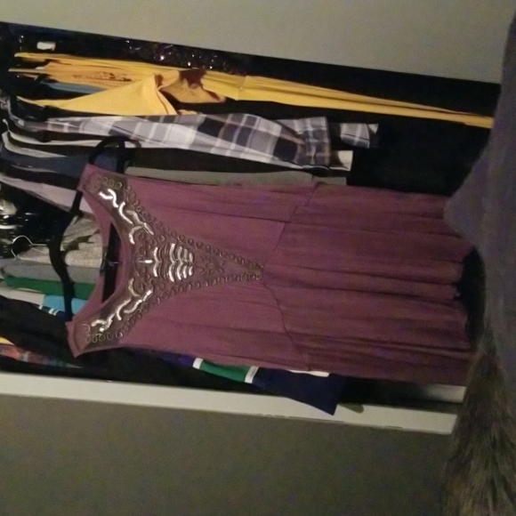 Sloane and Sadie Beaded Front Peplum Tank Purple 1x - Picture 2 of 5